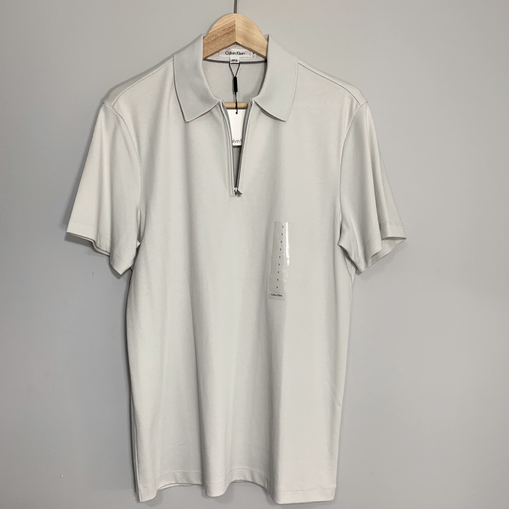 Calvin Klein White Zip Up Polo